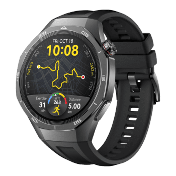 HUAWEI WATCH GT 5 Pro 46mm / Boîtier en alliage de titane / Bracelet en fluoroélastomère noir / GPS / ECG / Bluetooth 5.2 / Montre Connectée / Fonctionne avec iOS et Android