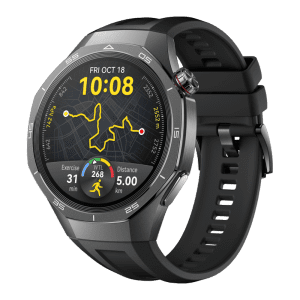 HUAWEI WATCH GT 5 Pro 46mm / Boîtier en alliage de titane / Bracelet en fluoroélastomère noir / GPS / ECG / Bluetooth 5.2 / Montre Connectée / Fonctionne avec iOS et Android