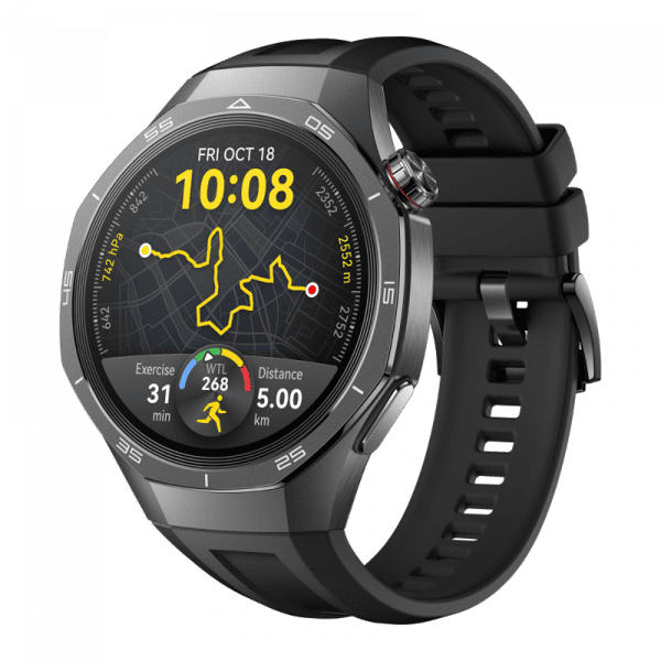 HUAWEI WATCH GT 5 Pro 46mm / Boîtier en alliage de titane / Bracelet en fluoroélastomère noir / GPS / ECG / Bluetooth 5.2 / Montre Connectée / Fonctionne avec iOS et Android